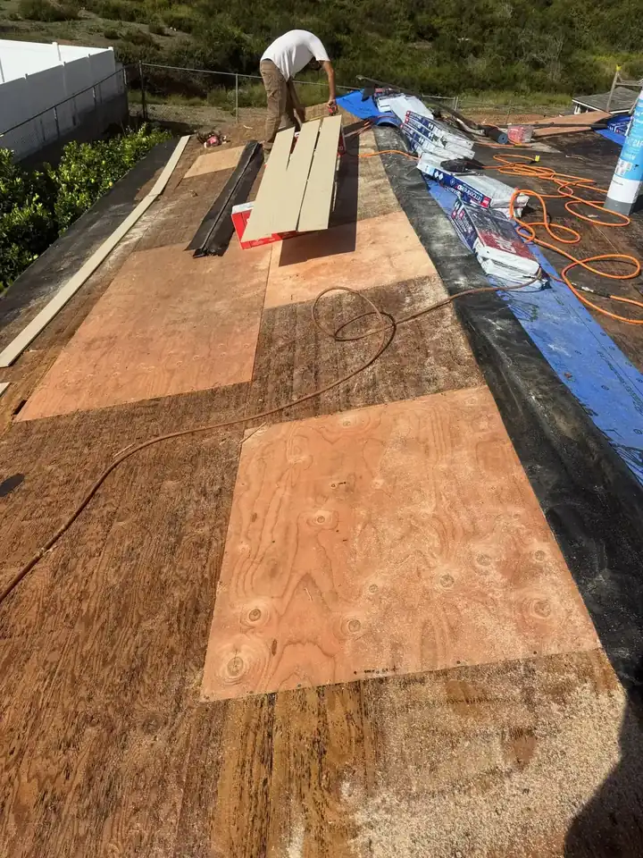 New roof tiles staged for installation