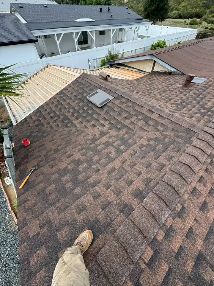 Completed tile roof repair on a residence