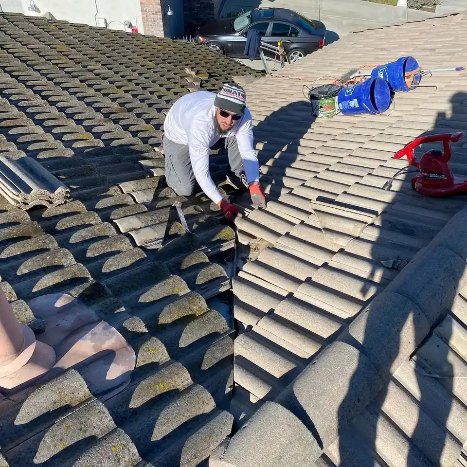 Slipped tile reset and repair work