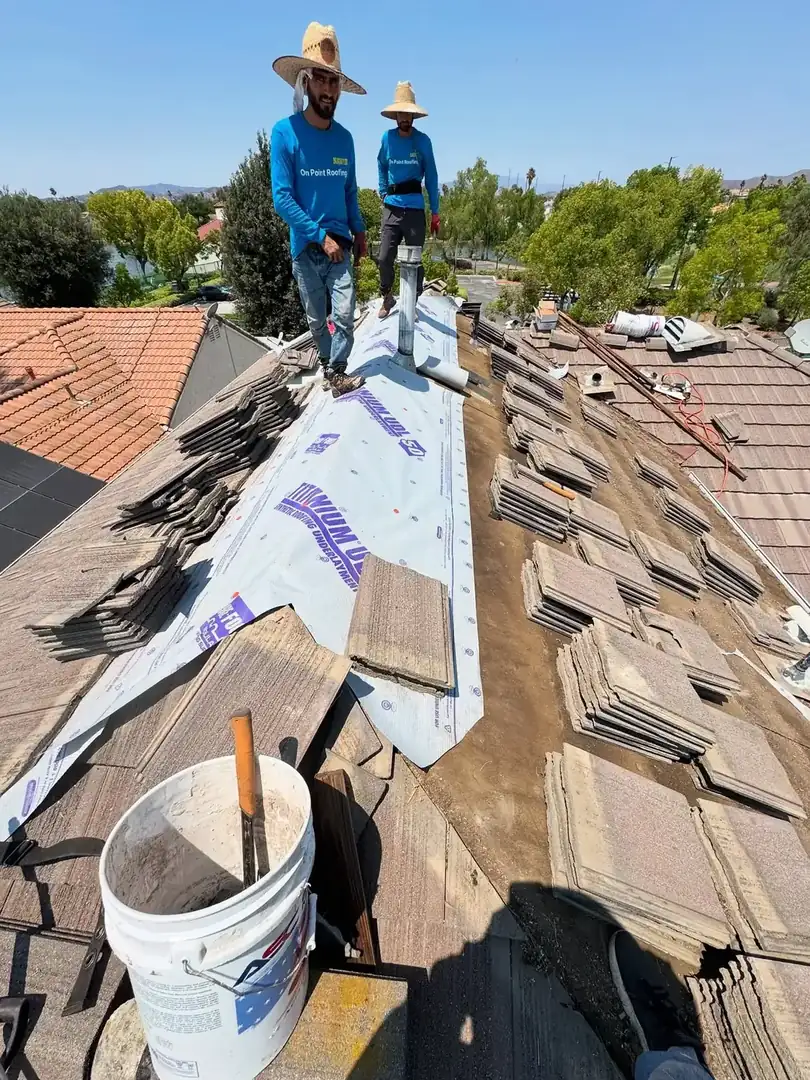 Roof replacement in progress on a home in Wildomar, CA